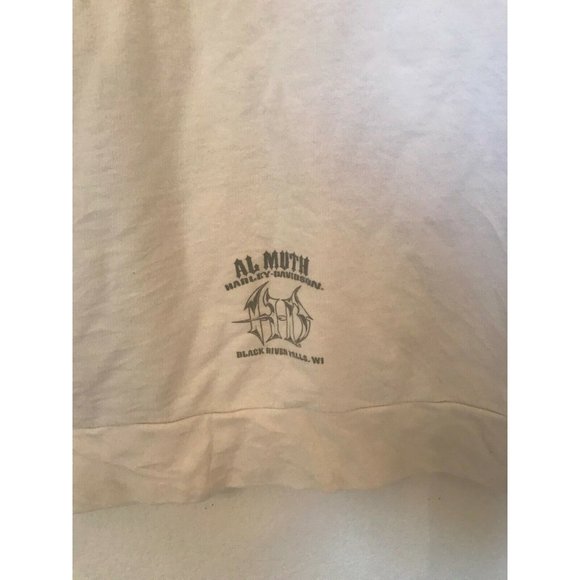 Harley Davidson White Sweatshirt Pullover Hoodie Deep V-Neck Women's Medium Gray - Picture 6 of 6